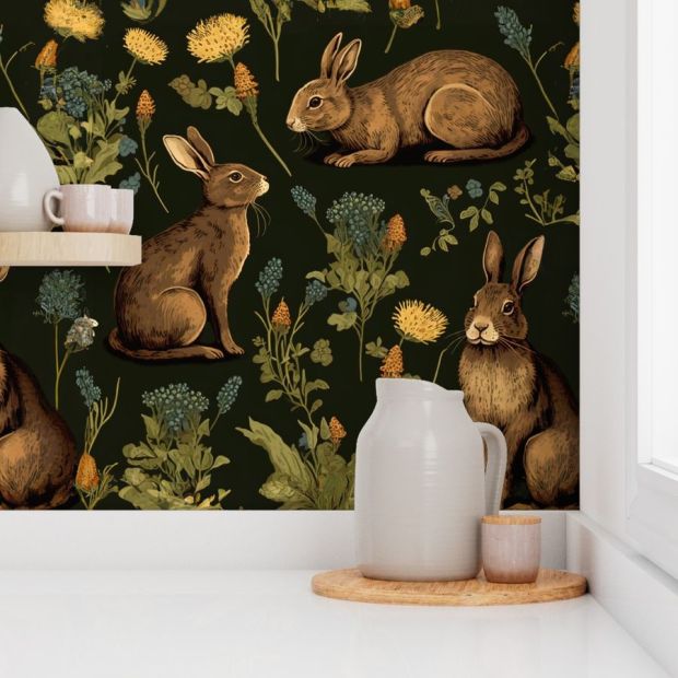 The Year of the Rabbit Wallpaper by Nickleen (spoonflower.com)