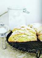This recipe for "Lemon-Ginger Scones" from "Simply Scratch" (Avery) by Laurie McNamara produces refreshing flavor in a buttery scone. Serve with tea or coffee and guests will be in heaven.
