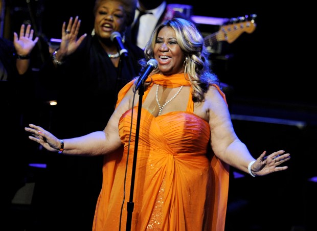 Singer Aretha Franklin performs.