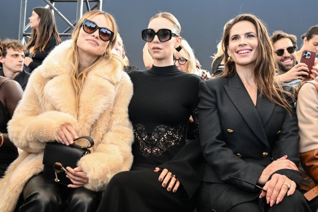 Olivia Wilde, Vanessa Kirby, and Hayley Atwell at Paris Fashion Week.
