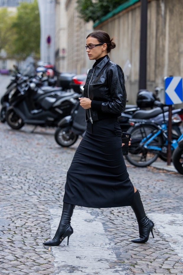 Irina Shayk at Paris Fashion Week.